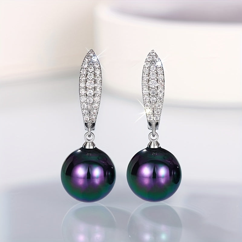 Pearl Earrings with Micro-Paved Zirconia for Weddings and Parties