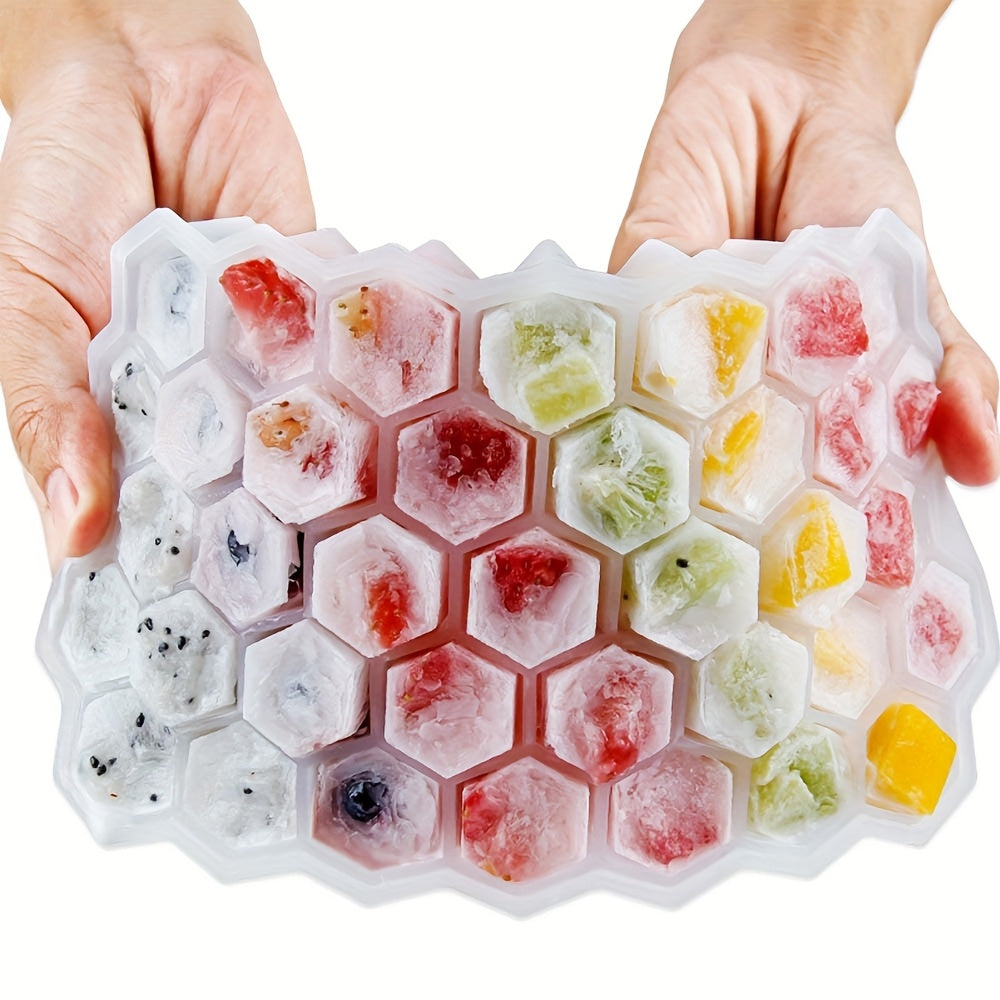 Silicone Ice Cube Tray with Lid 37-Grid Flexible Ice Maker for Drinks