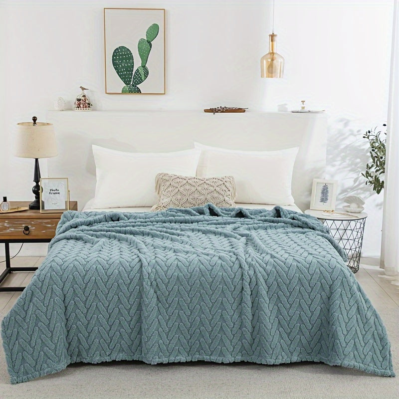 Contemporary Geometric Taffeta Throw Blanket 250-300gsm Multi-Use Home Decor