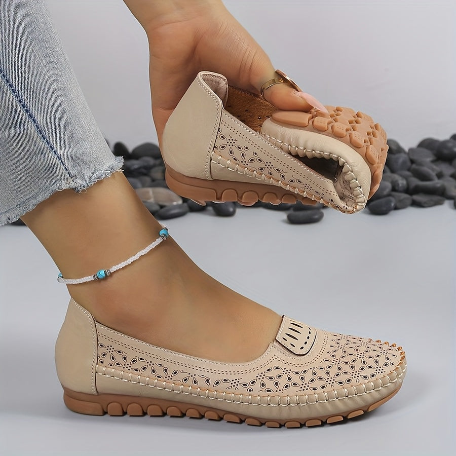 Women's Slip-On Loafers Breathable White Flats Comfortable Soft Sole