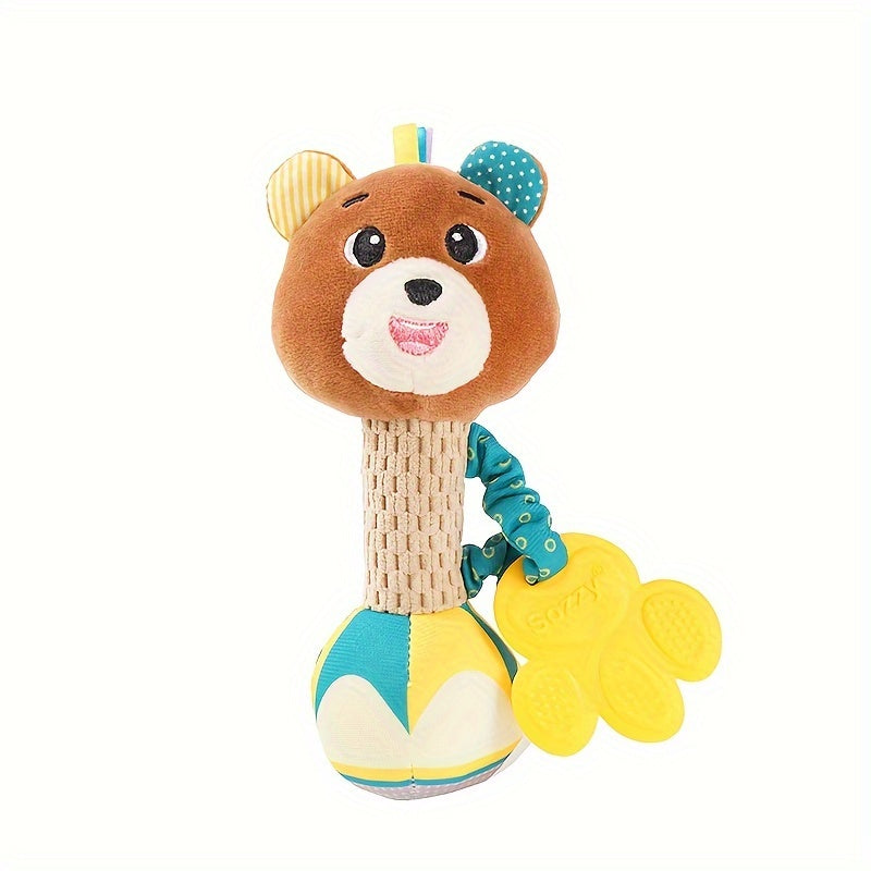 Soft Plush Baby Toy with Grasping Stick and Soothing Bell