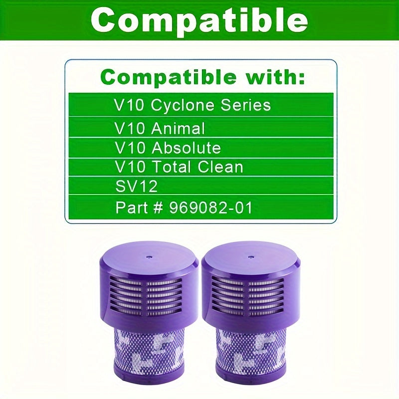 Dyson uchun to'rtta yuviladigan va qayta ishlatiladigan V10 seriyali HEPA almashtirish filtrlarining ikki to'plami, Cyclone, Absolute, Animal, Total Clean modellari bilan mos keladi - Tozalash cho'tkasi bilan birga keladi