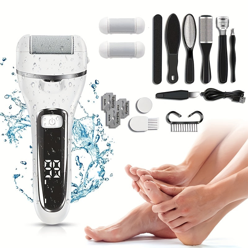 Electric Callus Remover for Smooth Feet Rechargeable USB Charging 3-in-1