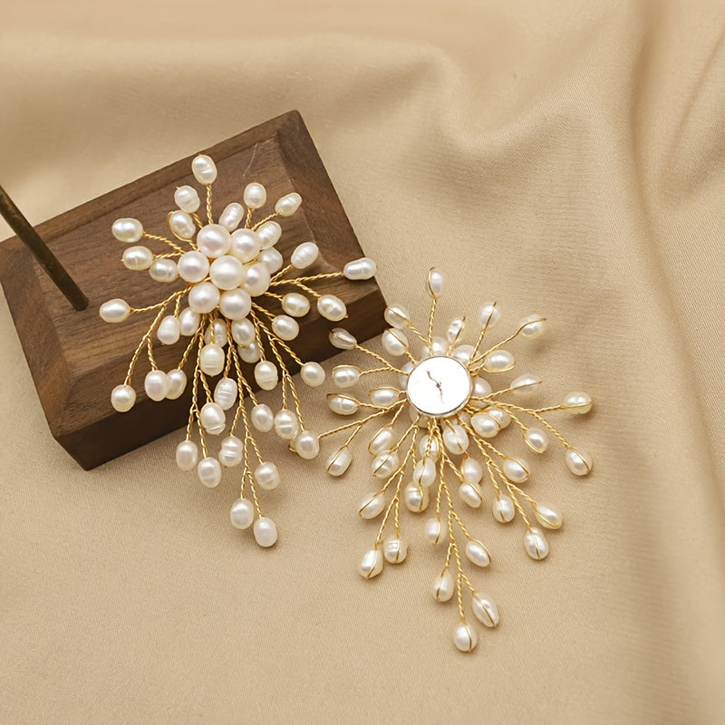 Sterling Silver Tassel Drop Earrings with Imitation Pearl for Women