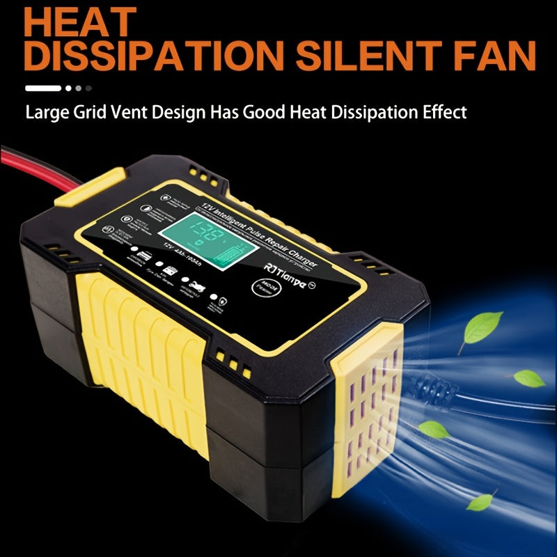 12V 6A Smart Car Battery Charger with LCD Display and Overcharge Protection