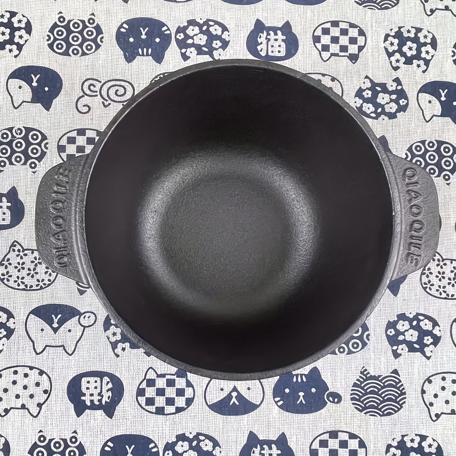 Двухручная чугунная кастрюля для тушения с универсальным антипригарным дизайном для легкого приготовления супов и каш без покрытия