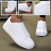 Women's White Breathable Flat Bottom Sneakers for Fitness and Casual Wear