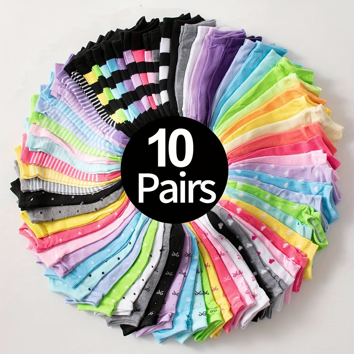 Women’s Candy Color Ankle Socks 10 Pairs Soft Knit Hosiery Gift