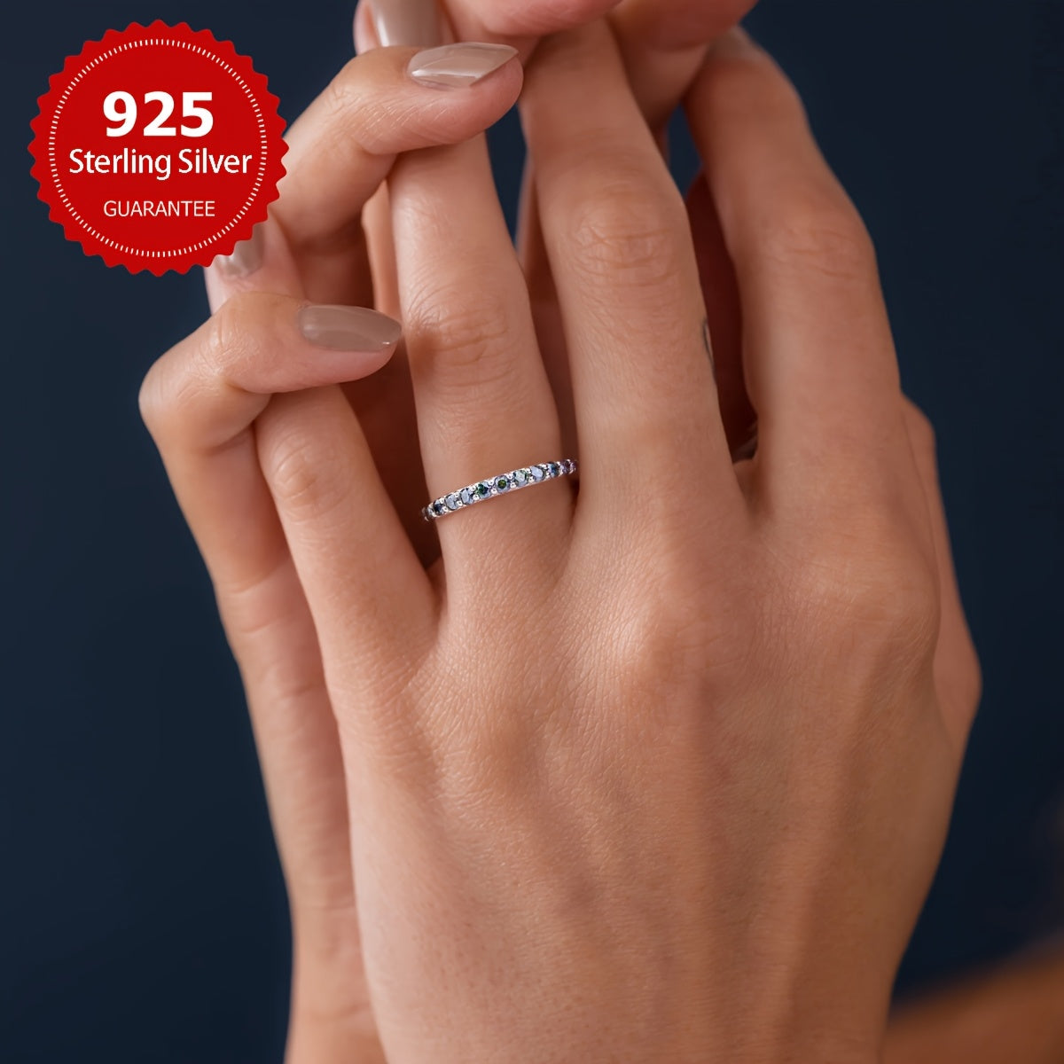 Sterling Silver Moissanite Eternity Ring for Women Wedding Anniversary Gift