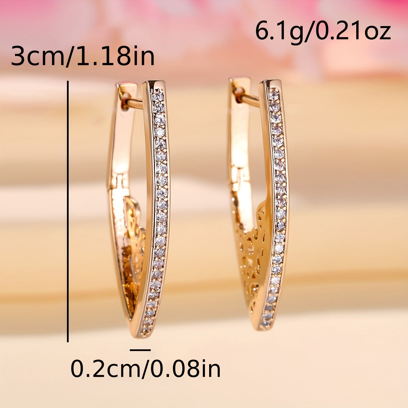 Women’s Minimalist V-Shaped Zirconia Huggie Hoop Earrings Silver Tone