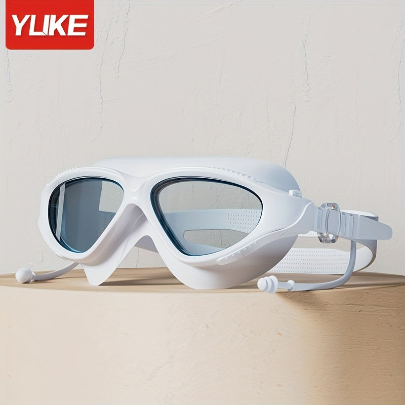 Waterproof Anti-Fog Swimming Goggles for Men and Women Black PC Large Frame