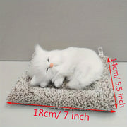 Fluffy Faux Fur Sleeping Cat Figurine for Ages 3+ in Mixed Color
