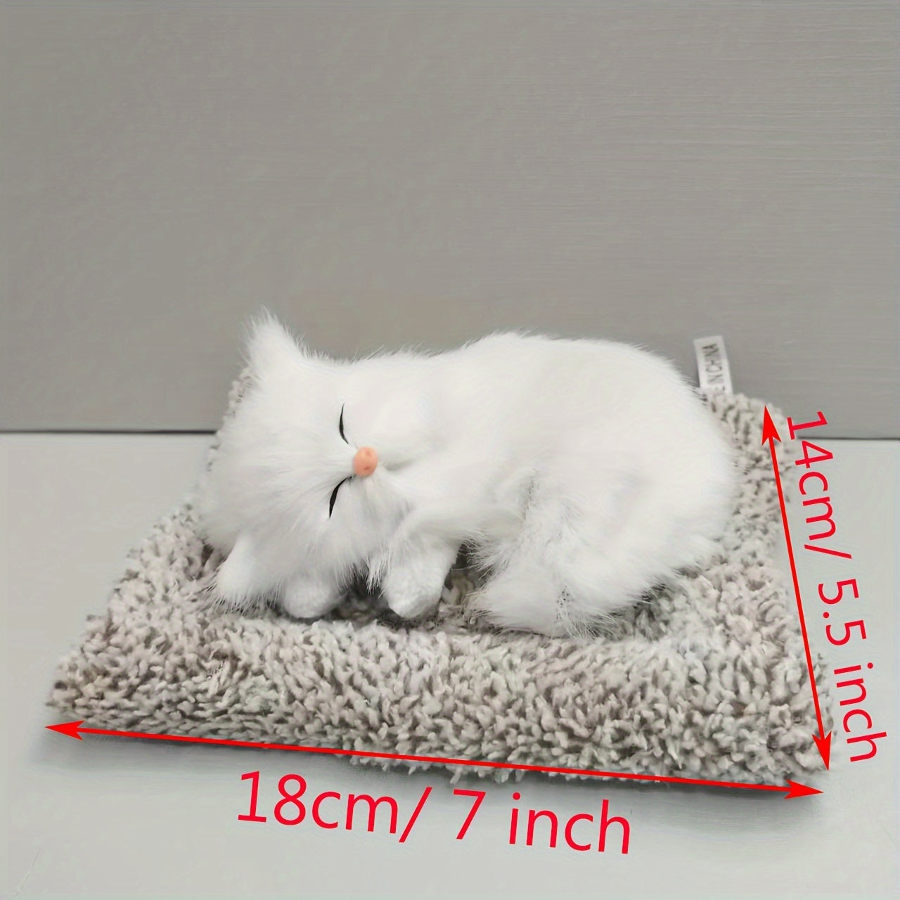 Fluffy Faux Fur Sleeping Cat Figurine for Ages 3+ in Mixed Color