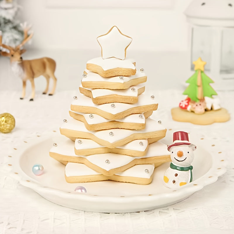 Set of 10 Christmas Tree and Star 3D Cookie Cutters for Baking