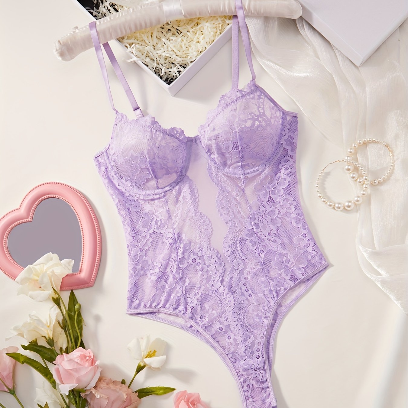 Women's Lace Teddy Backless V-Neck Bodysuit Lingerie