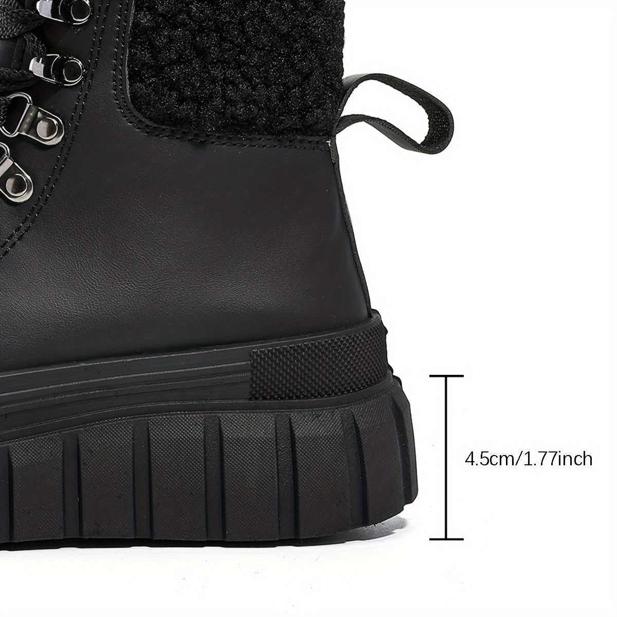 Women's Winter Black Short Boots Casual Warm Flat Shoes