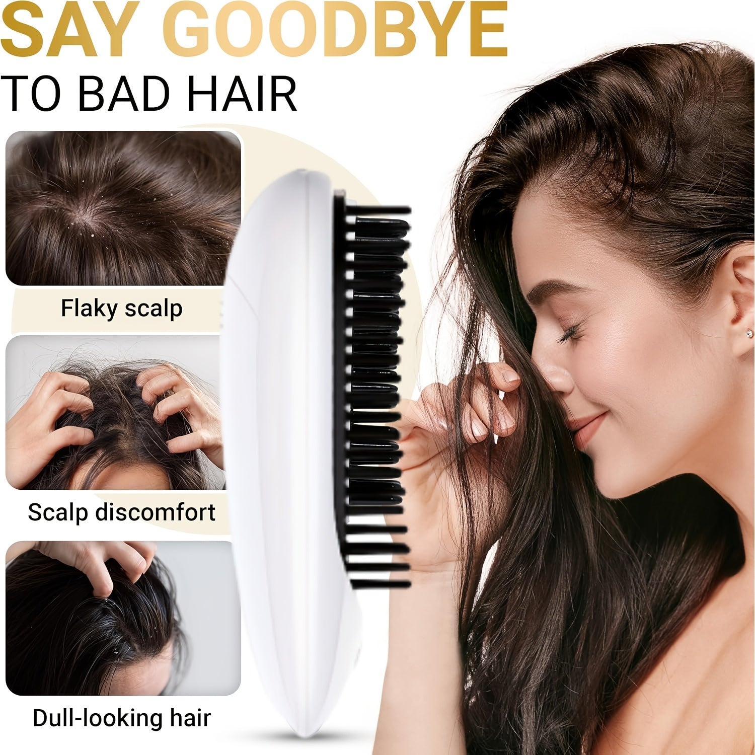 LED Yorug'lik Elektr Massaj Tarag'i Ayollar Uchun - Yumshoq Vibration, Ergonomik Dizayn, Batareya Bilan Ishlaydi, Barcha Soch Turlari Uchun Mos, Mukammal Uy Hediye