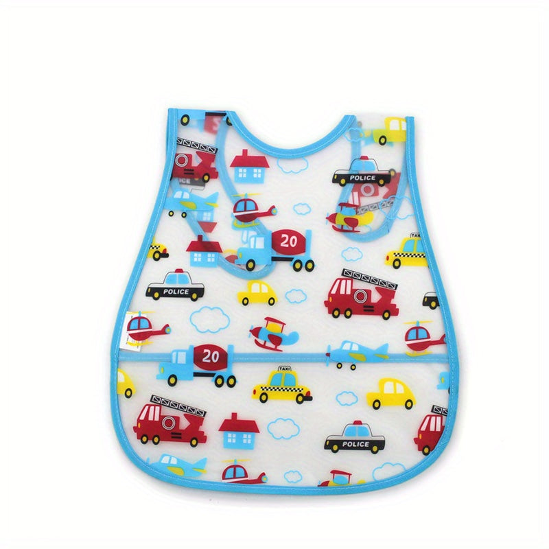 Waterproof Baby Bib for Boys and Girls with Snap Closure and Dirt-Resistant Pockets