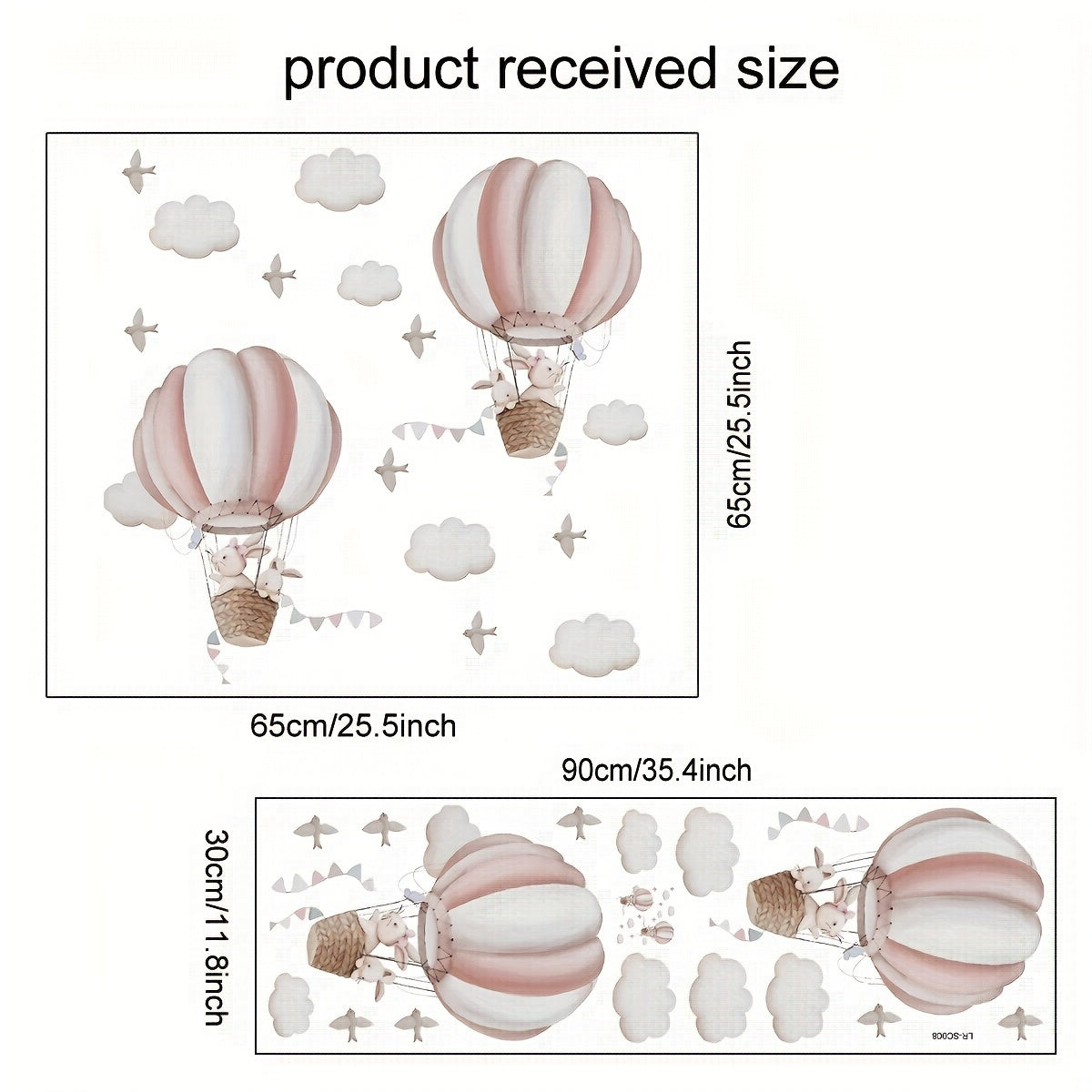 Adhesivos de pared para pequeños conejos, nubes y pájaros en globos aerostáticos, decoración para dormitorio y sala de estar