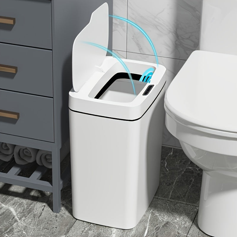 Touch-Free Motion Sensor Trash Can with Odor-Sealing Lid for Bathroom Kitchen Living Room