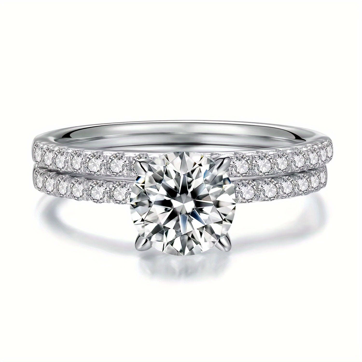 Luxury Silver S925 Stacking Ring with 2ct Moissanite for Women