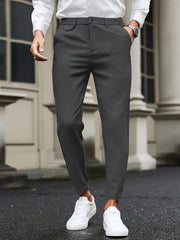 1 dona Erkaklar uchun Elastik Bel Casual Shimlar, barcha mavsumlar uchun mos, biznes modasi uchun mukammal, to'g'ri oyoq.