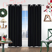 Red Christmas Curtains 2 Pieces Faux Silk Grommet Top for Living Room Bedroom Office