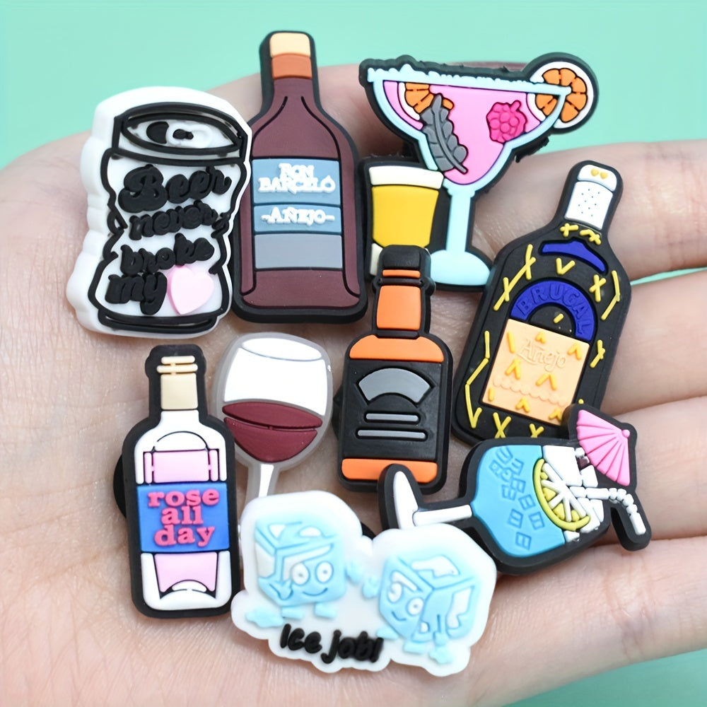 Unisex PVC Shoe Charms Party Decorations Champagne Pattern 30pcs