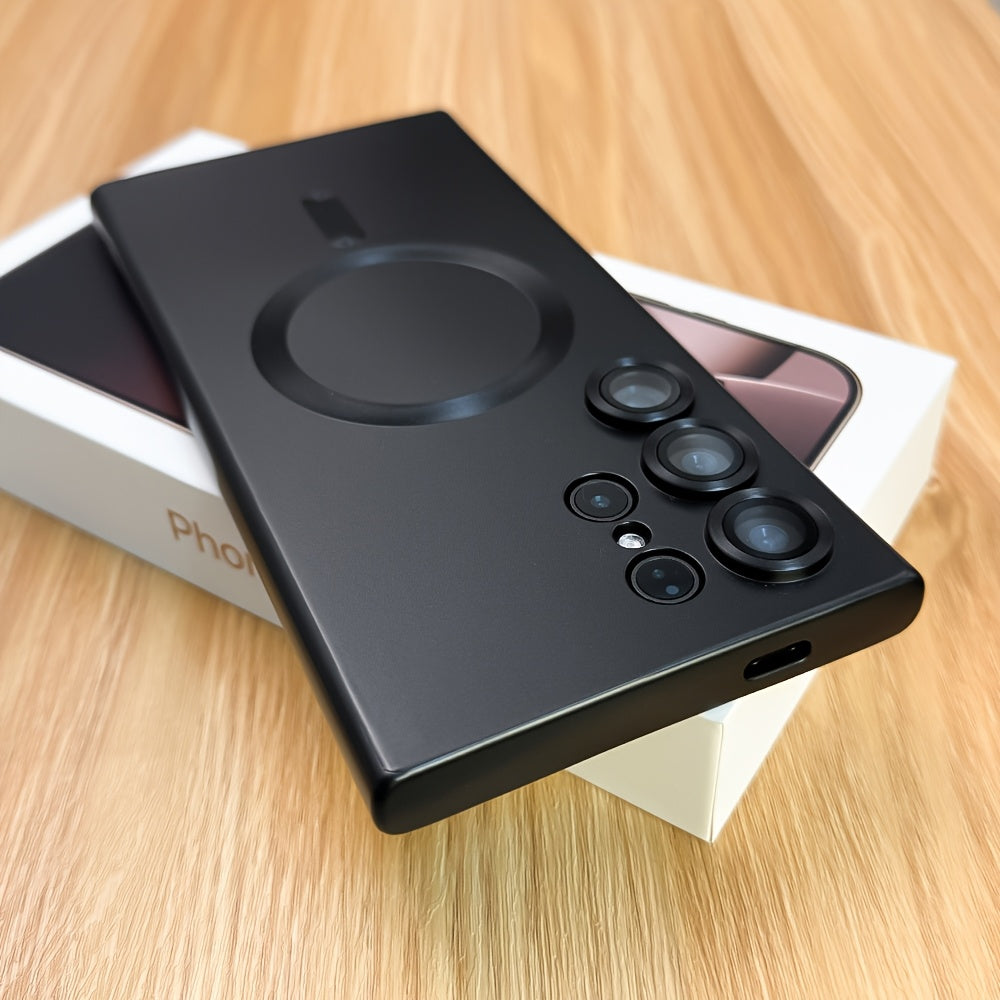 Magnetic Wireless Charging Case with Glass Protector for Samsung Galaxy S22 S23 S24 Ultra Plus