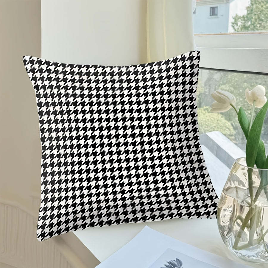 Houndstooth Throw Pillow Cover 44.96cm Polyester Zipper Sofa Bed Decor