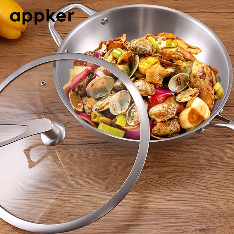 Stainless Steel Frying Pan Non-Stick Dishwasher Safe Induction Gas Stove Compatible