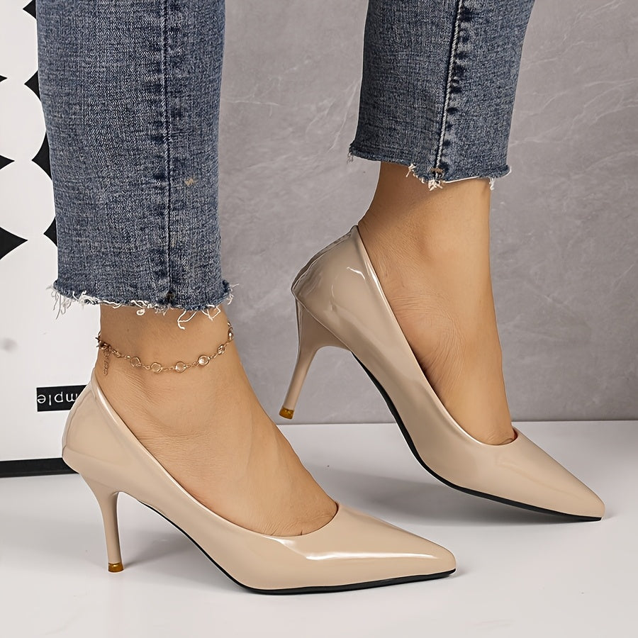 Women Black Pointed Toe High Heels Shoes for Parties Weddings Work