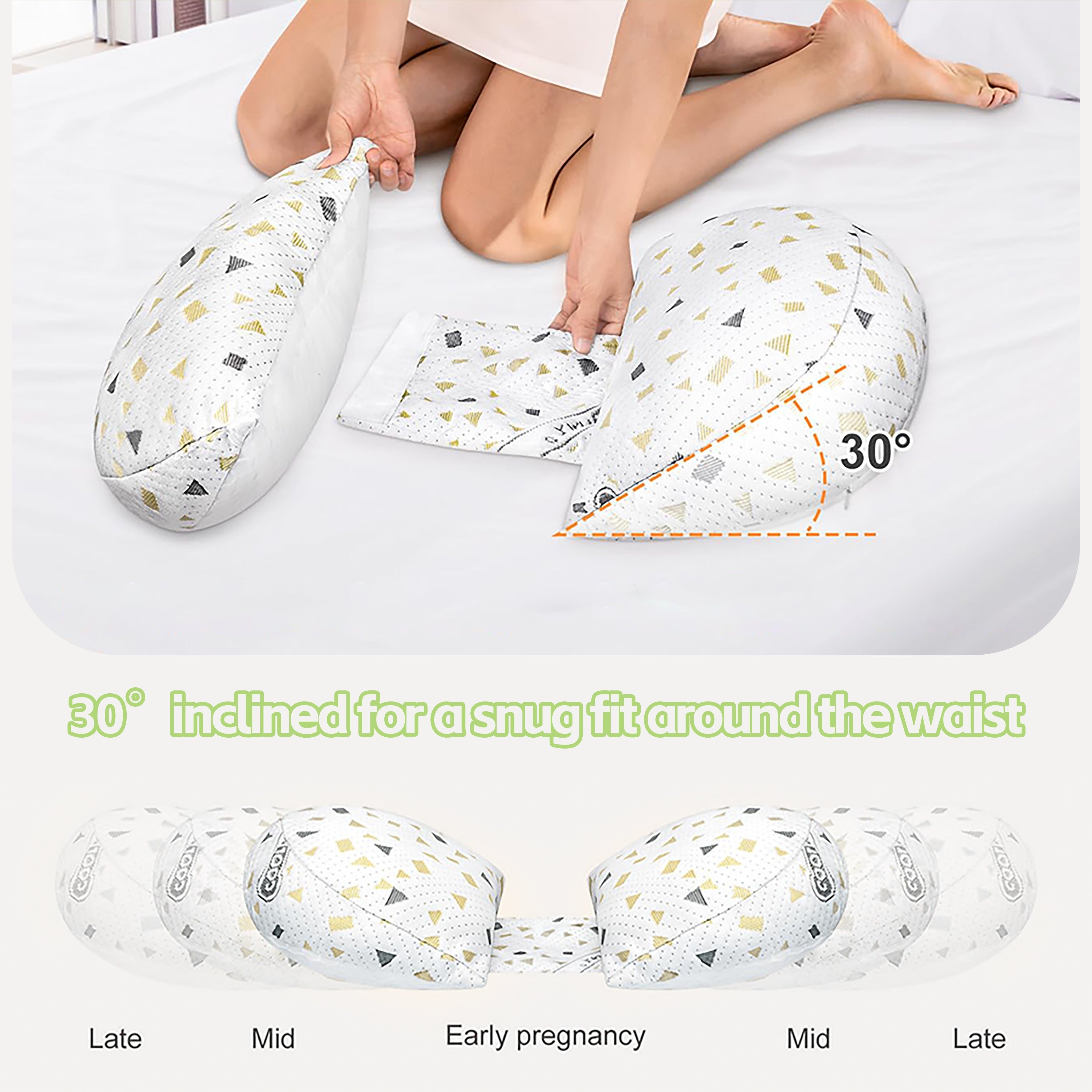 Extra Firm U-Shaped Maternity Pillow with Removable Cover and Lumbar Support