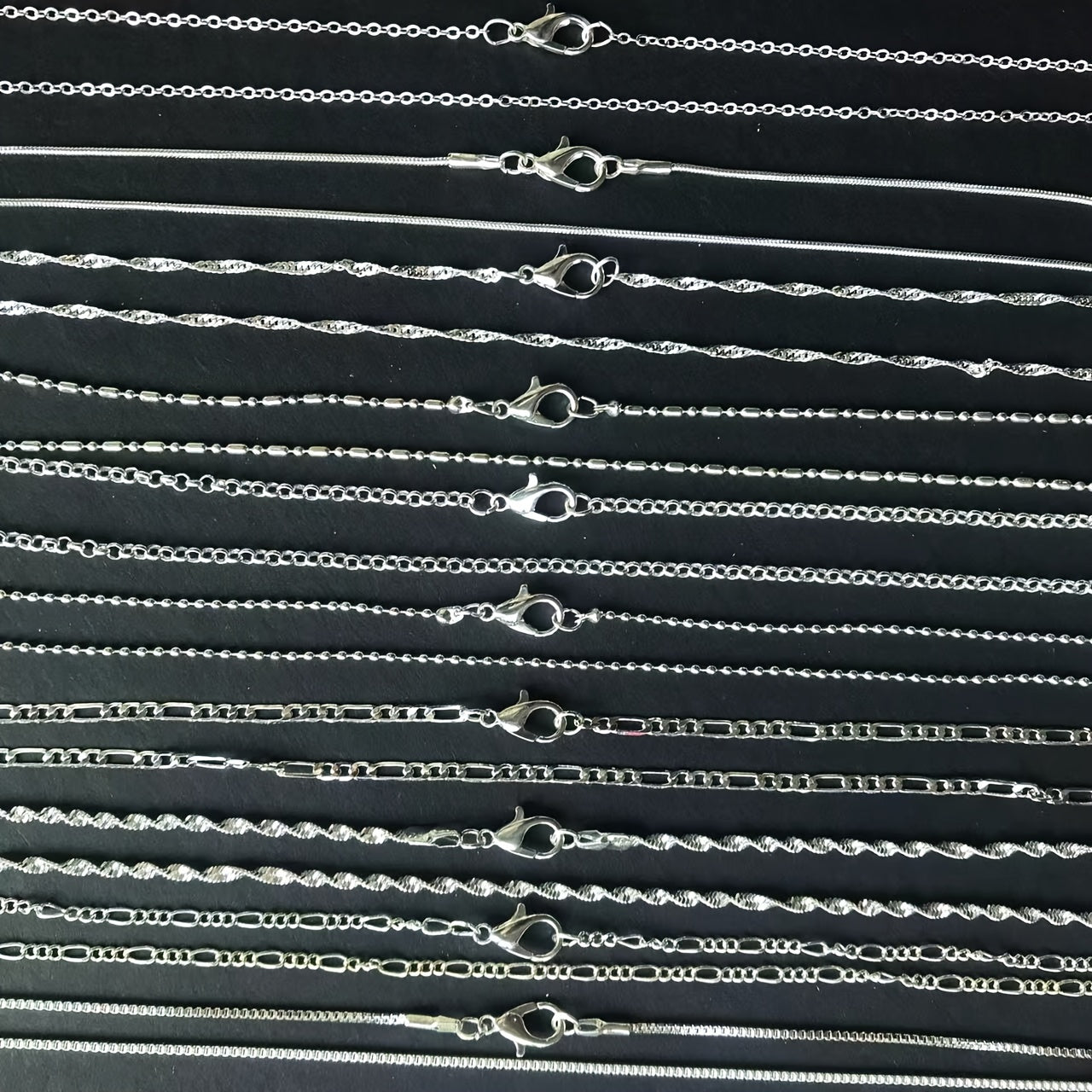 Silver Plated Link Chain Necklace Set for Jewelry Making 16-30 Inch 5 Pieces
