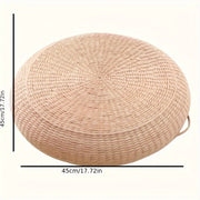 Thick Handwoven Round Tatami Mat Wooden Color 41.91cm Floor Cushion Living Room