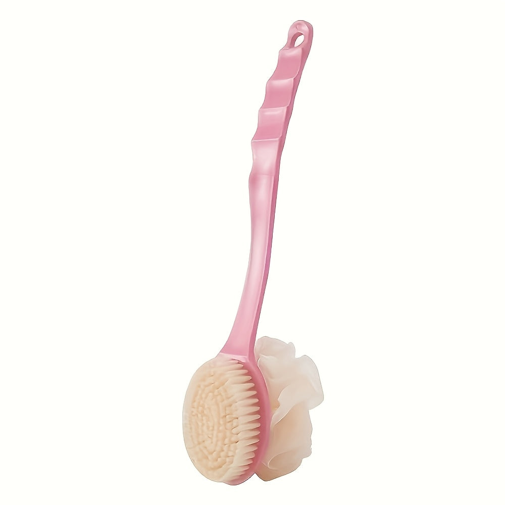Two-in-One Shower Brush with Soft Loofah for Back Scrubbing No Batteries Needed