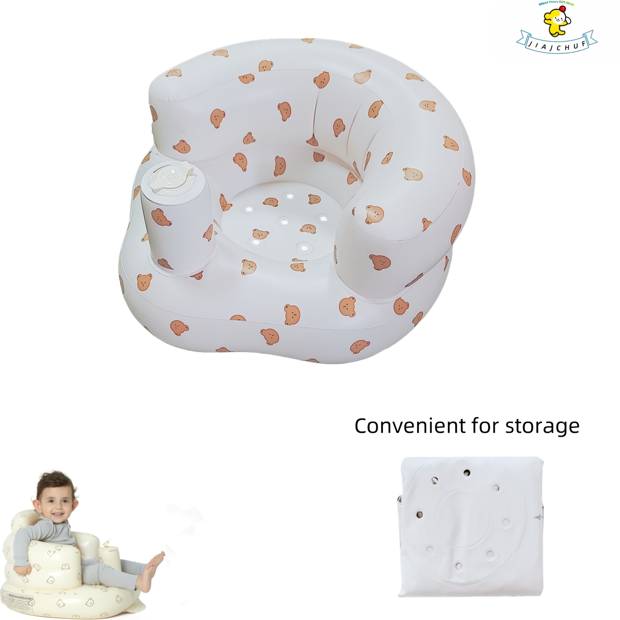 Inflatable Infant Seat for 3-36 Months with Built-In Air Pump and Back Support