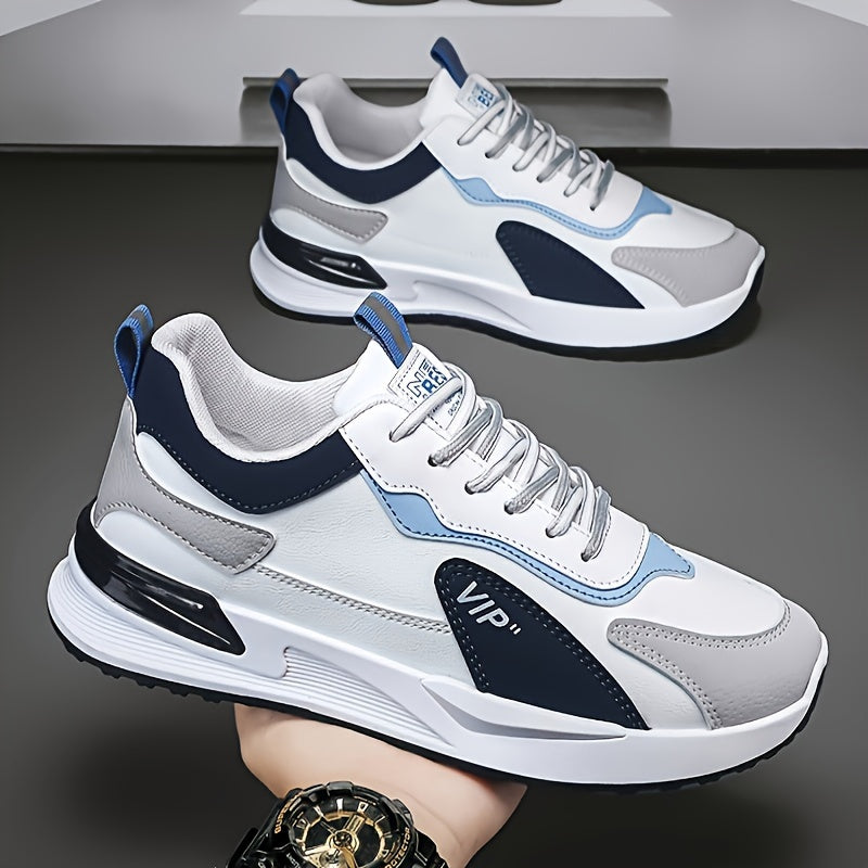 Men's Color Block Lace-Up Non-Slip Running Shoes for Gym Workout Casual Sneakers