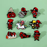 9 Disney Deadpool Enamel Pins Alloy Cartoon Style Punk Badge Jewelry for Clothing Backpack Accessories