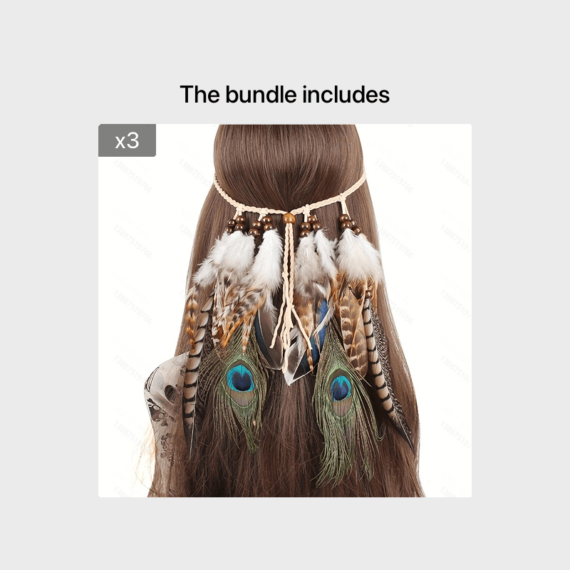 Bohemian Peacock Feather Headband with Tassels for Women