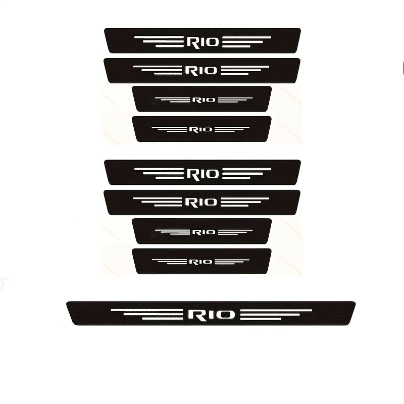 Car Door Sill Protector PVC Carbon Fiber Look Anti-Scratch Pedal Cover Guard