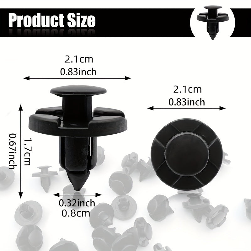 50pcs Black 8mm Car Mud Flap Clips Heavy-Duty Plastic Fasteners