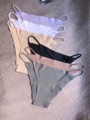 Tanga de mujer sin costuras de cintura baja en pack de seis, color sólido, nylon cómodo