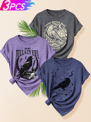 Women’s Cotton Owl Pattern T-Shirt Summer Casual Short Sleeve Multiple Colors