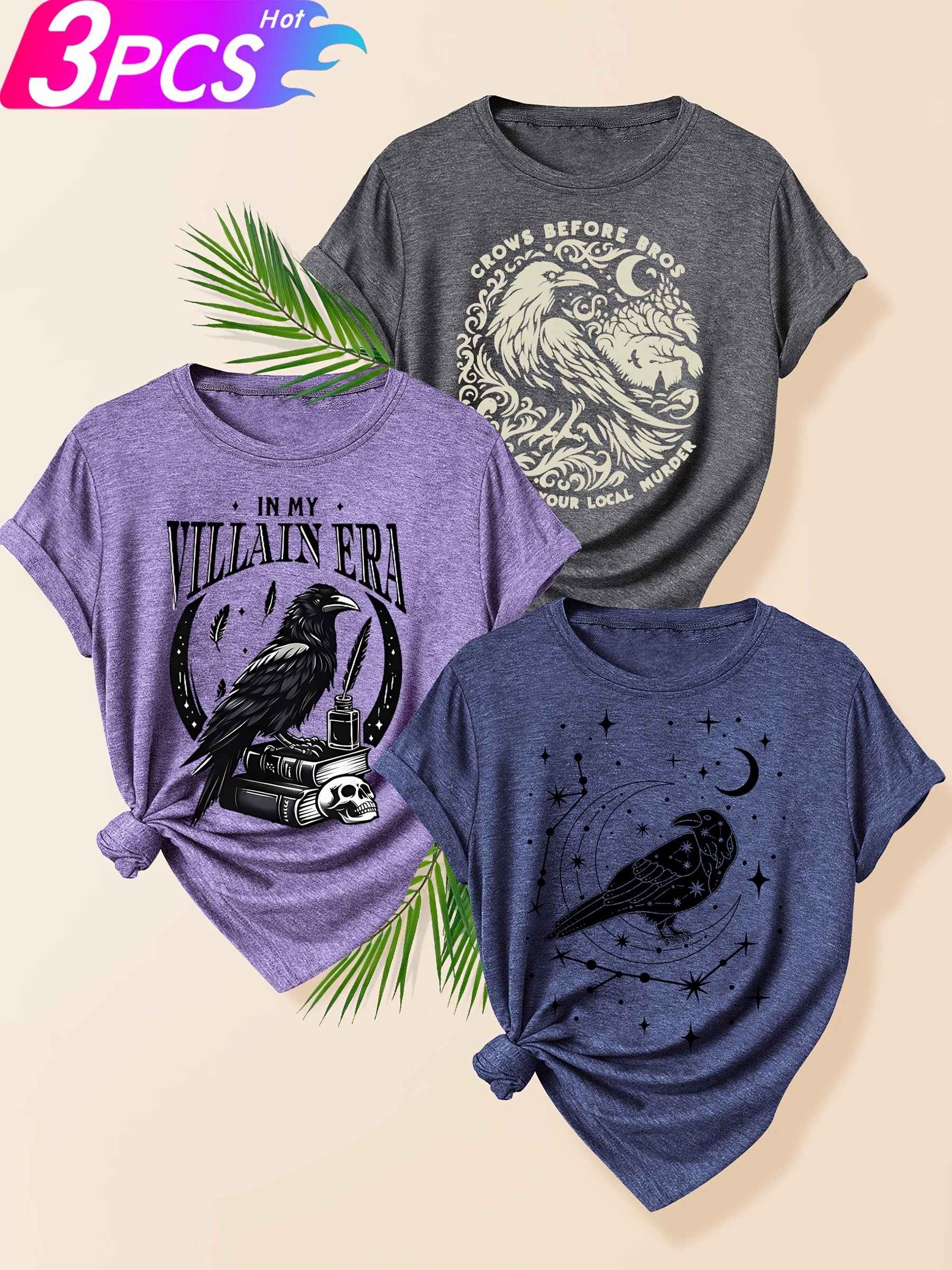 Women’s Cotton Owl Pattern T-Shirt Summer Casual Short Sleeve Multiple Colors