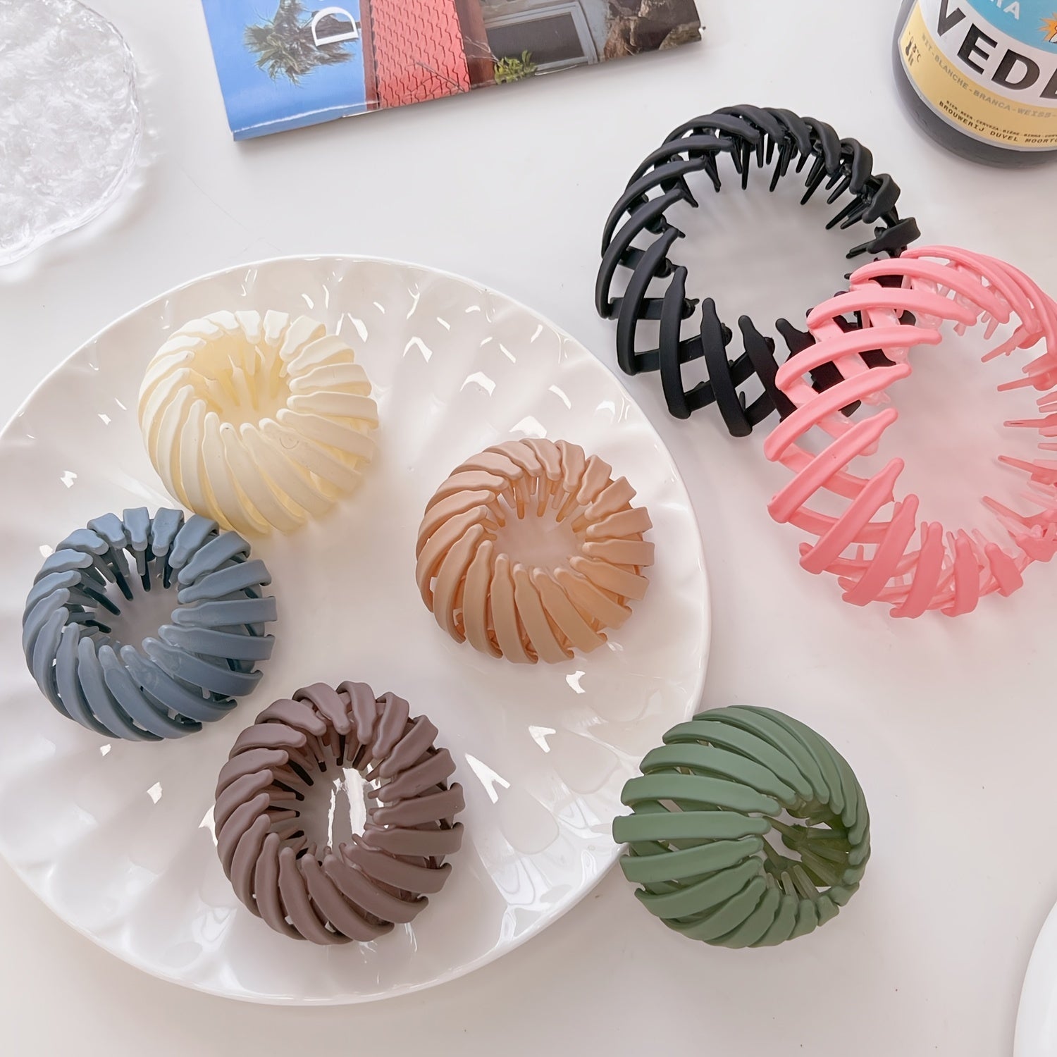 Clip de pelo mate con forma de nido de pájaro para mujer, sujetador de cola de caballo, creador de moño, de plástico, estilo espiral