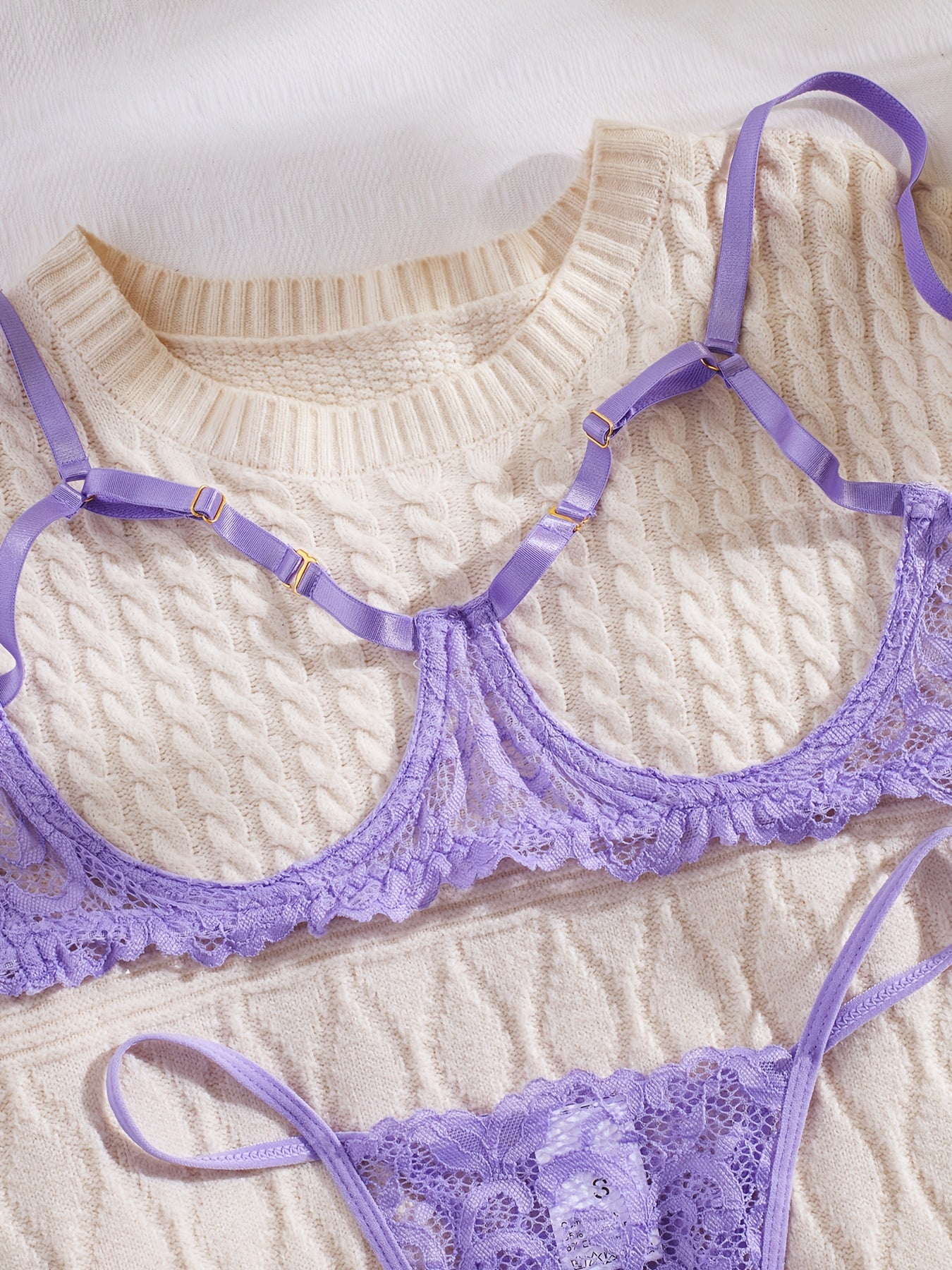 Lingerie Open-Back Lace Thong Set for Women