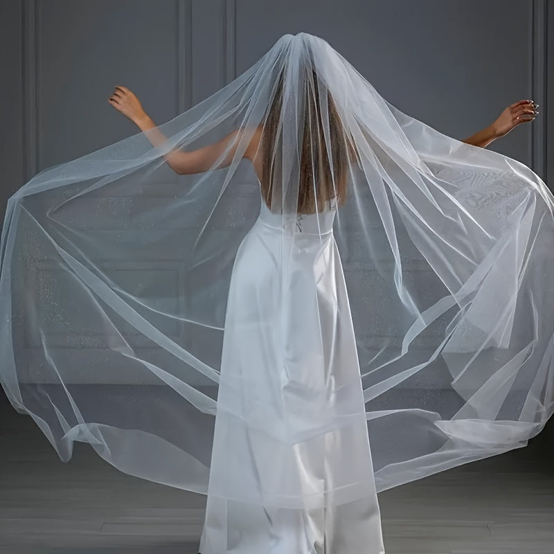 Wedding Hair Accessories Bridal Veil with Shimmering Floral Design for Wedding Day