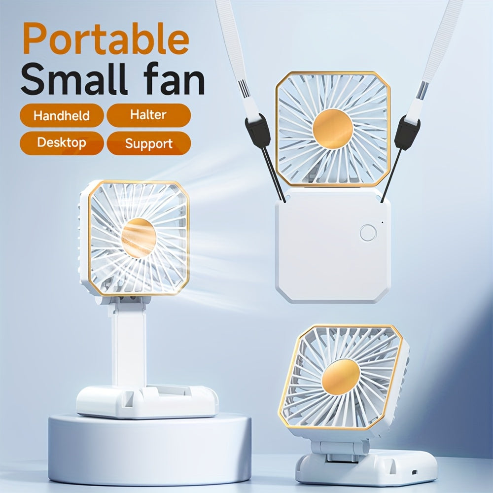 Portable USB Rechargeable Mini Fan Ice Cube Design Foldable Indoor Outdoor Summer Use