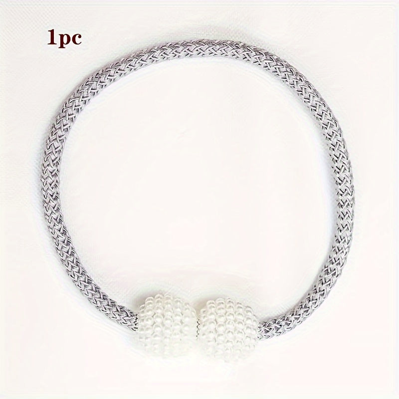 Minimalist Faux Pearl Magnetic Curtain Tiebacks Set of 1, No Drilling Holdback for Bedroom Living Room Home Decor